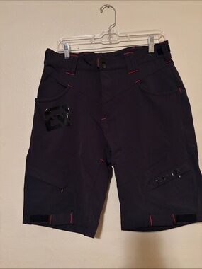 Rockers Men's Black Performance Cargo Shorts with Red Stitching